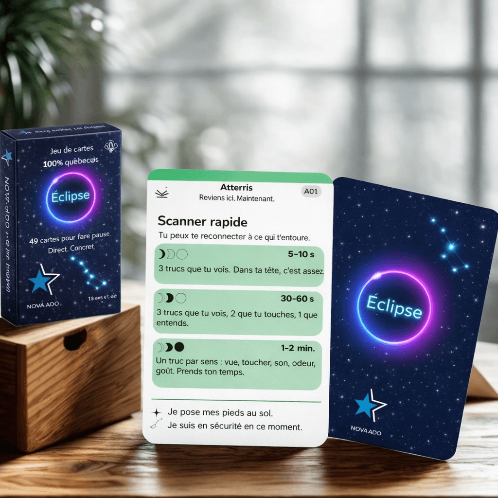 Jeu Éclipse - Boîte et cartes pour faire pause, conçu pour les ados