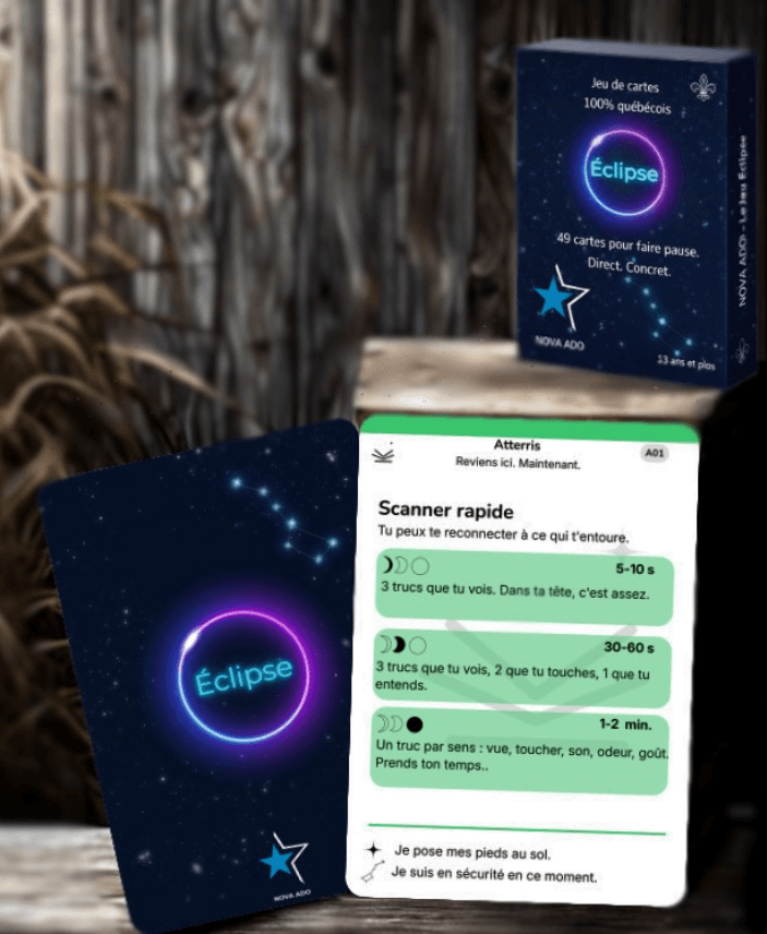 Jeu Éclipse — boîte et cartes pour faire pause