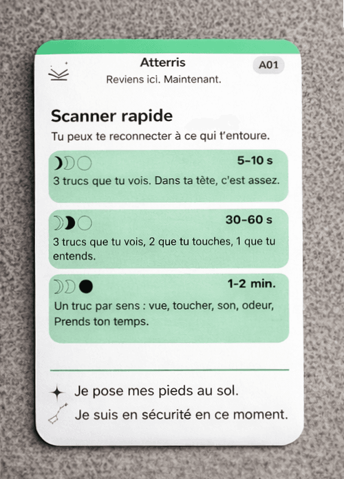 Carte Atterris A01 — Scanner rapide : exemple d'une carte du jeu Éclipse montrant les 3 niveaux de durée